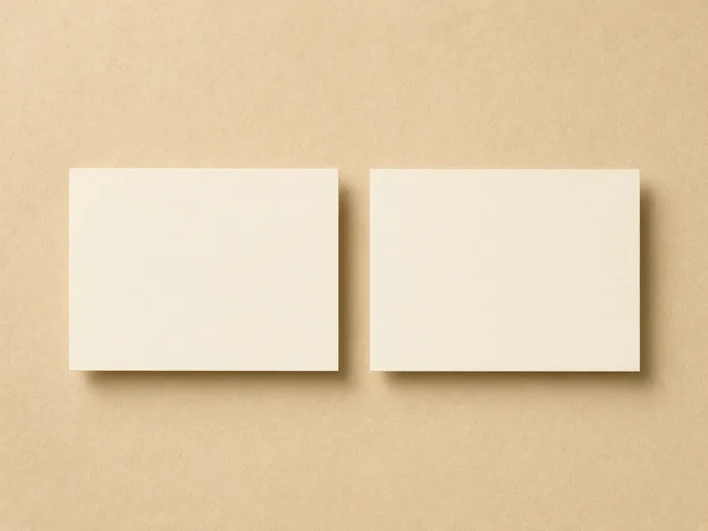 Two blank cream cards side by side, one turned upside down